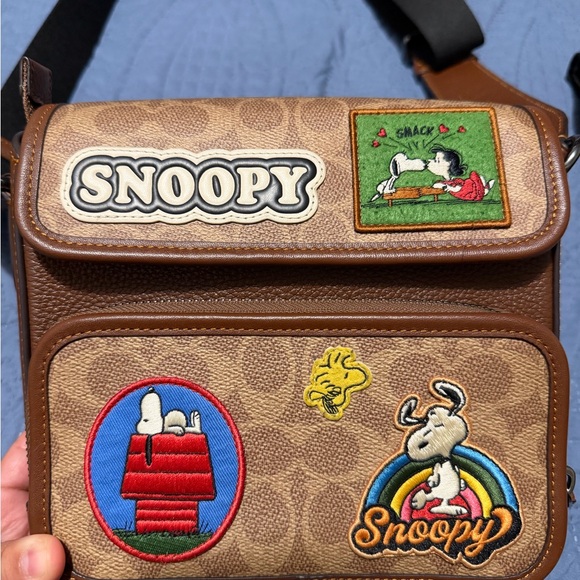 Coach X Peanuts Sullivan Flap Crossbody Bag In Signature Canvas With Patches